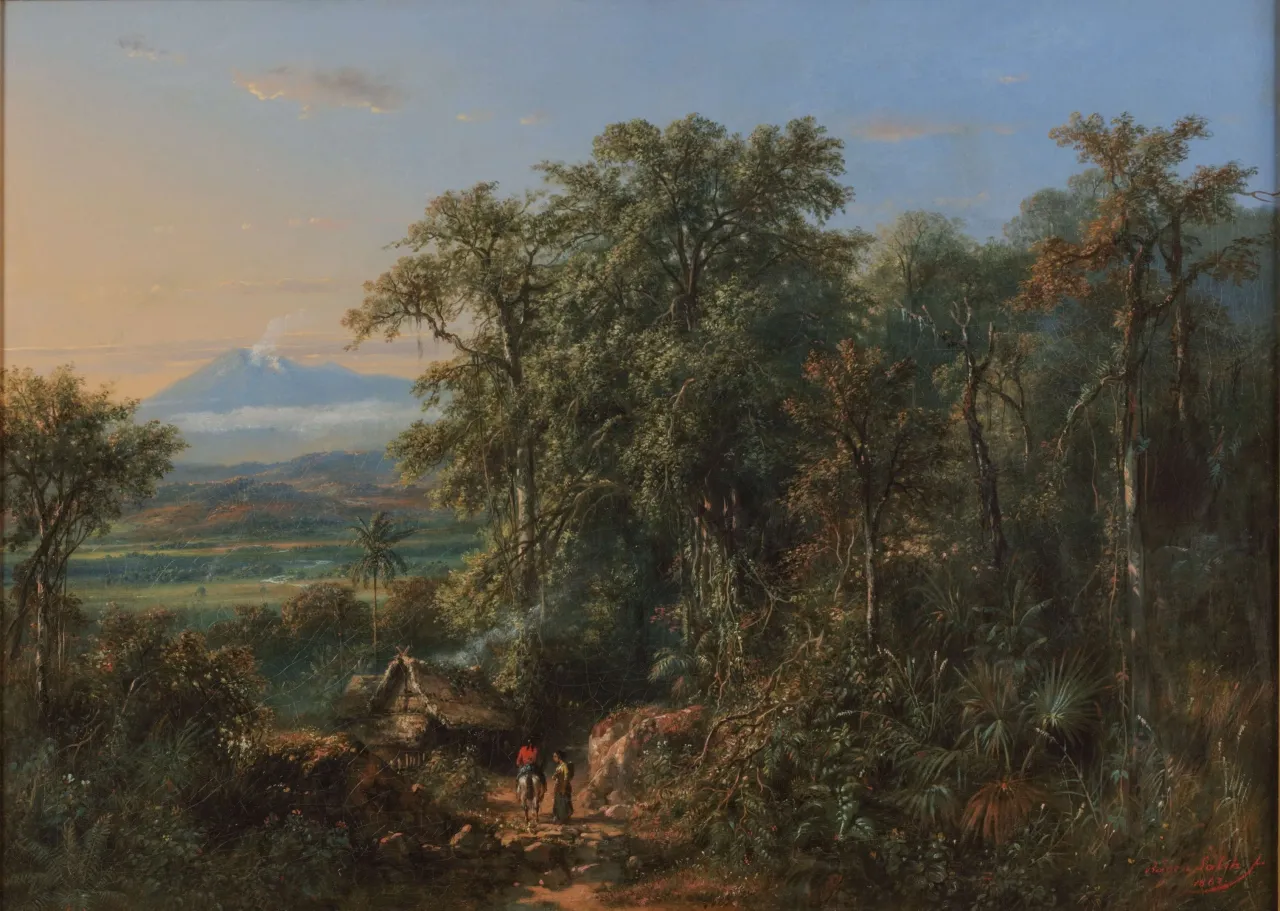 RADEN SALEH, Javanese Landscape, View of Merbabu and Merapi, 1862 | artweek.sg