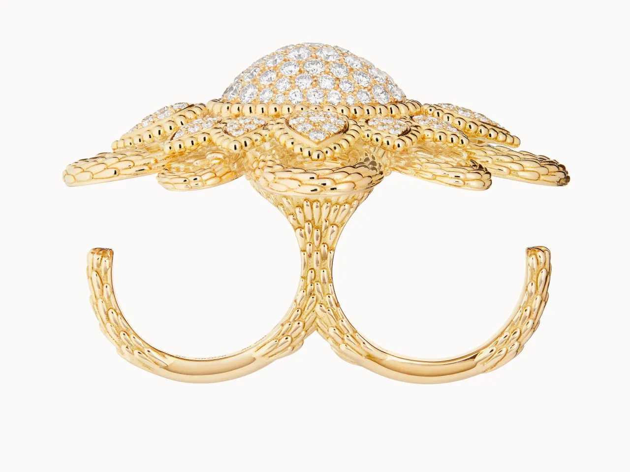 Винтажное кольцо на два пальца в богемном стиле со змеей