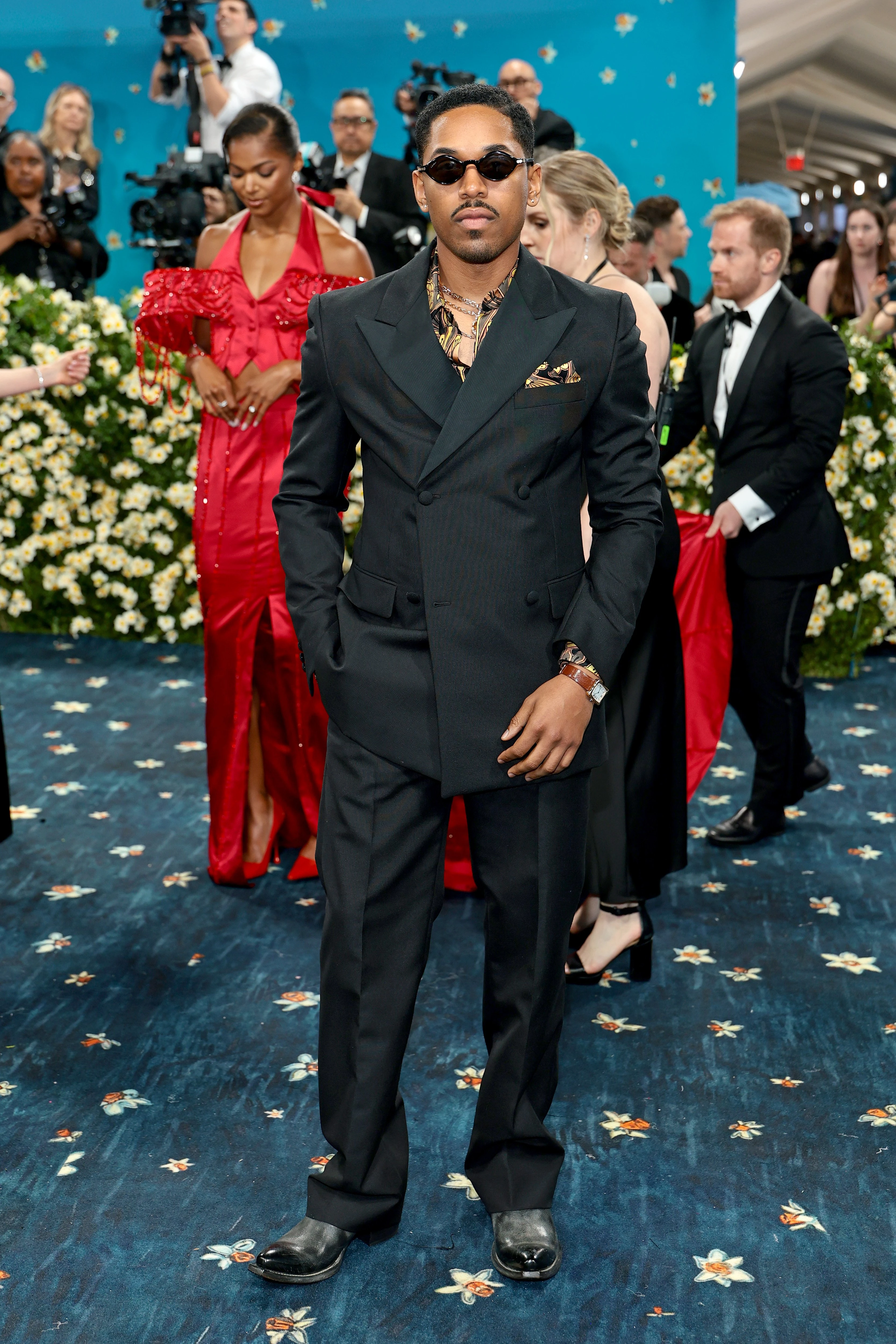 Premiere de Cartier sunglasses | Cartier Collection necklace | Cartier Collection necklace | Santos de Cartier necklace | Santos de Cartier necklace | Cartier Collection Coussin Wristwatch | Cartier Collection bracelet | Getty Images