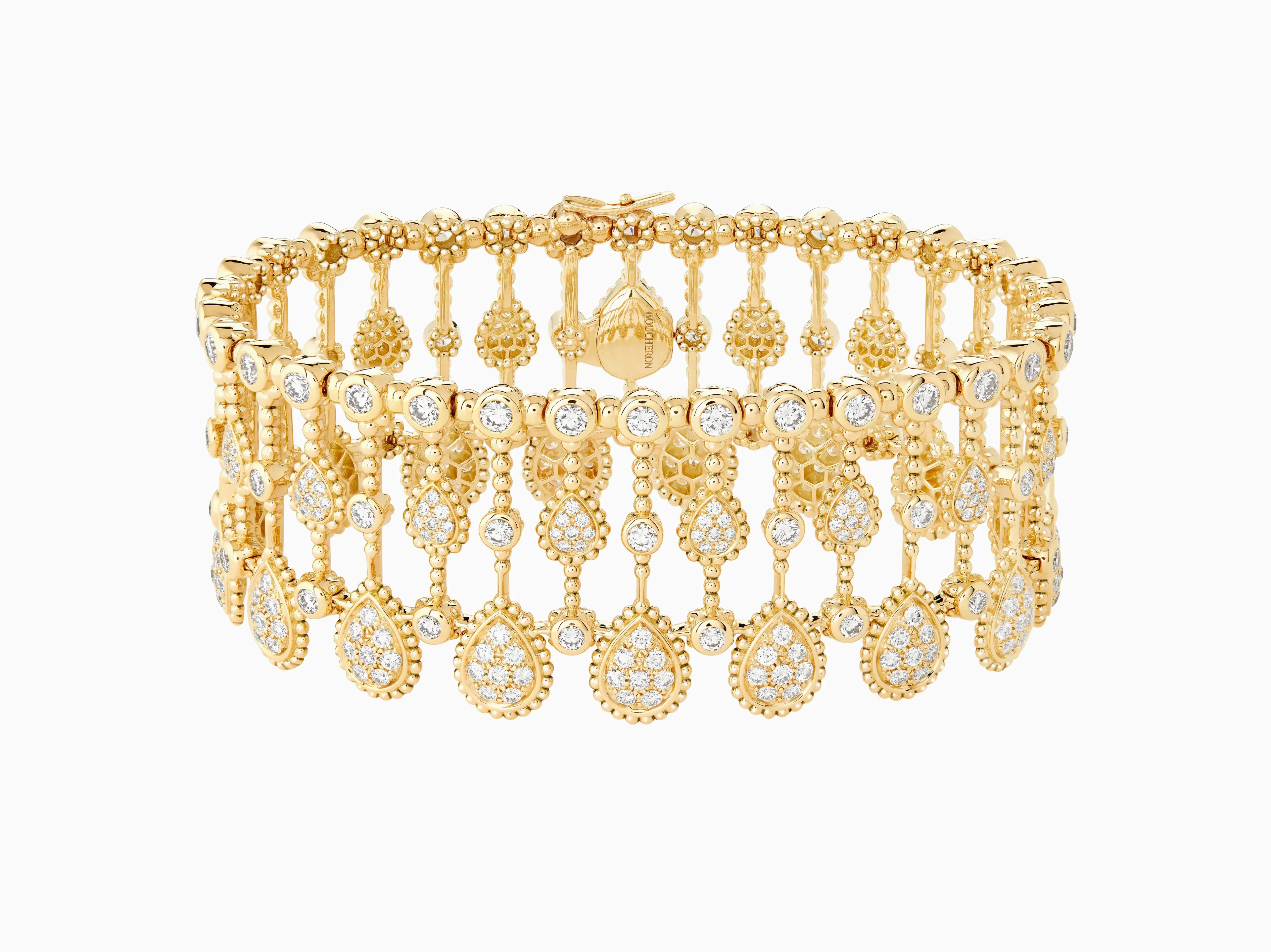 Браслет с несколькими мотивами в виде змеи Bohème Solarite, украшенный бриллиантами, из желтого золота