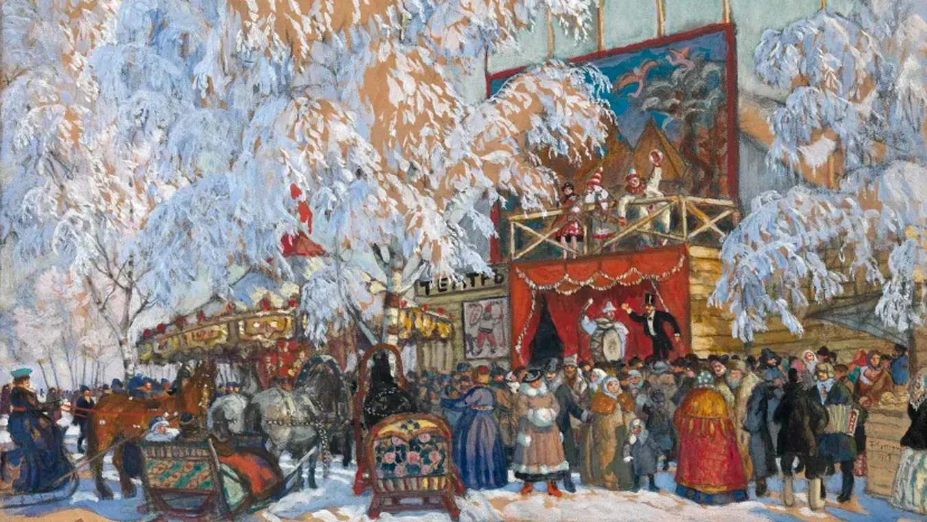 Картина «Балаганы» Бориса Кустодиева (1917) | Fine Art Images / Heritage Images / Getty Images