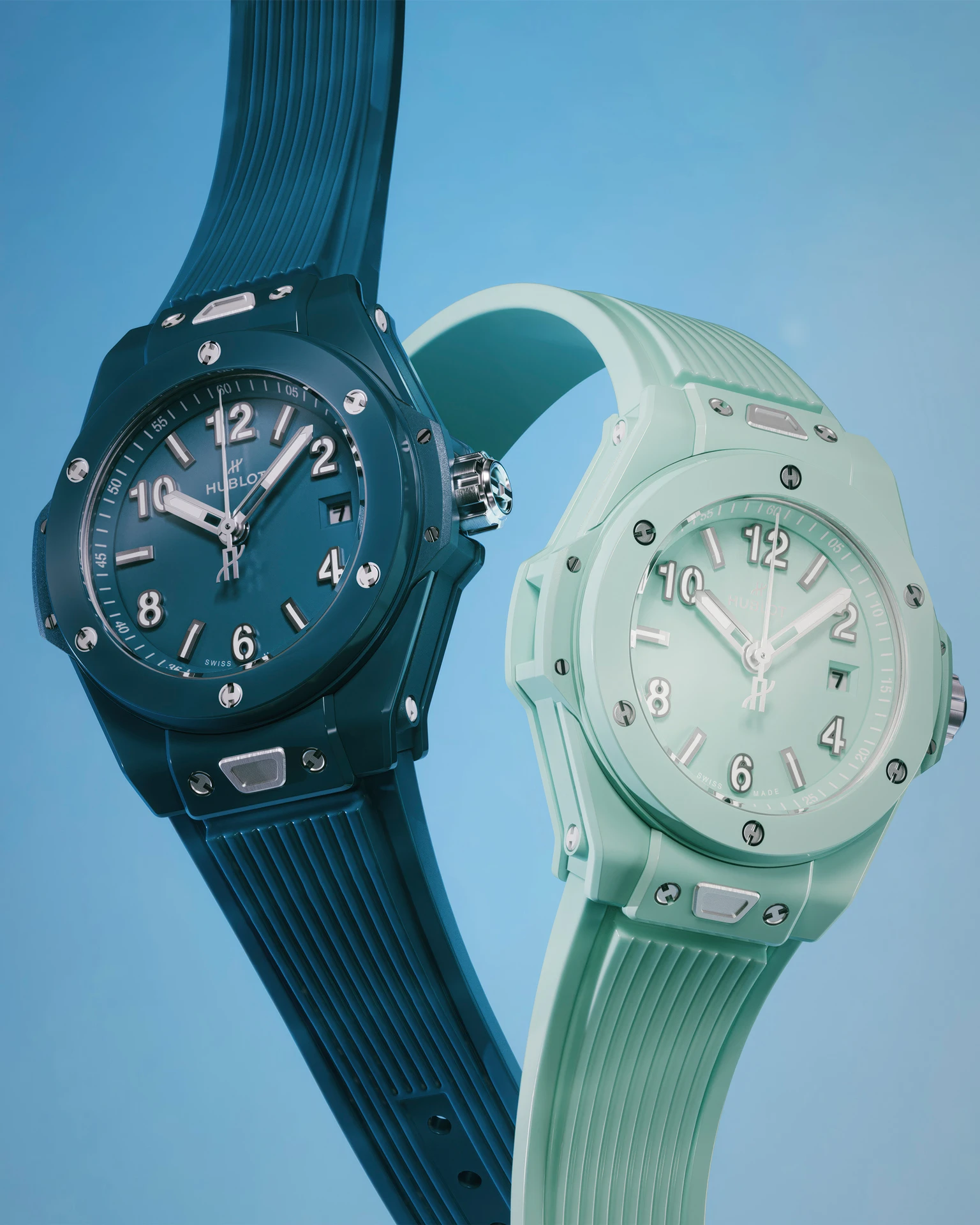 Big Bang Petrol Blue және Mint Green Ceramic | Hublot баспасөз қызметінің мұрағаты