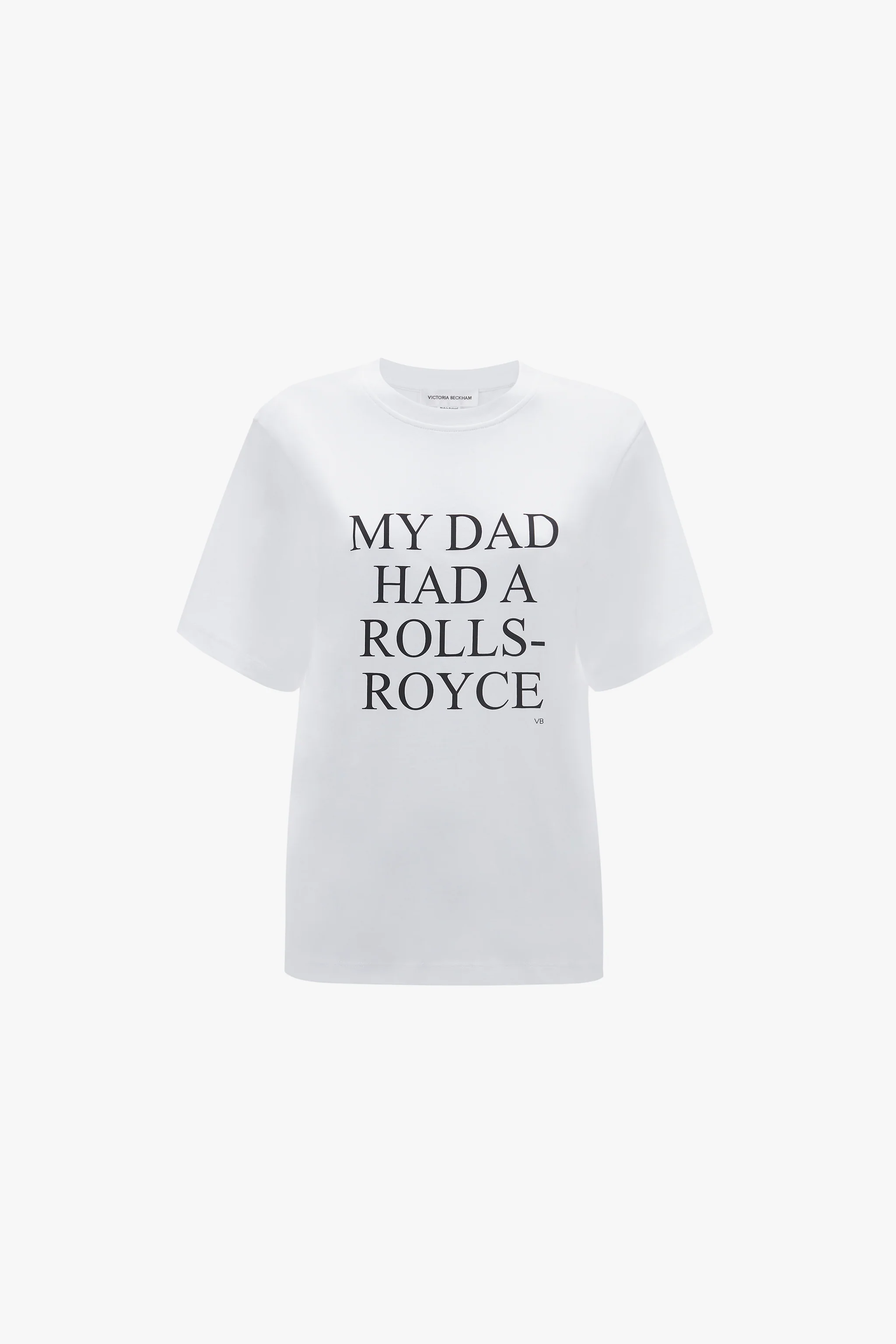 Футболка с надписью «У моего папы был Роллс-Ройс» бренда Victoria Beckham | Официальный сайт Victoria Beckham