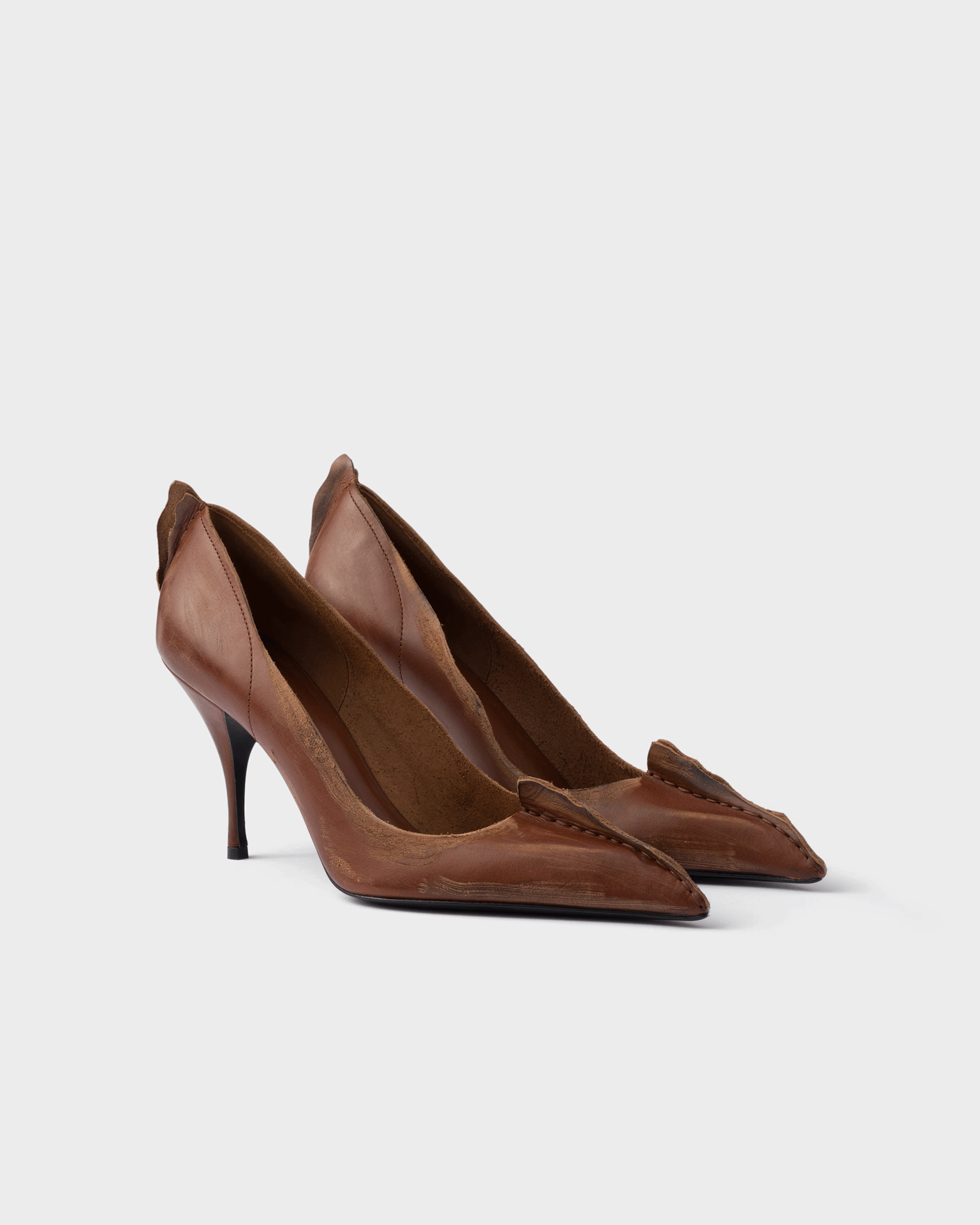 Лодочки Prada Antiqued Leather | Официальный сайт Prada